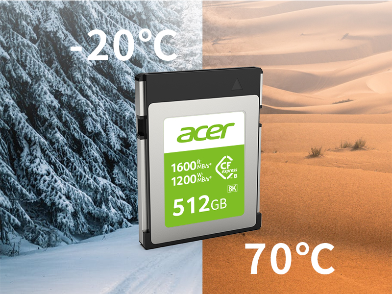 Pro CFexpress 卡 CFE100 可在 -20 ℃ ~ 70 ℃ 的工作温度下正常工作